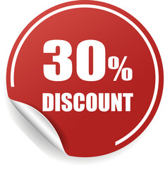 Discounts on sale. Special price tags.
 Discount symbols in the amount of 30 percent.
 Speech bubbles or chat symbols. Colored stickers. Vector.