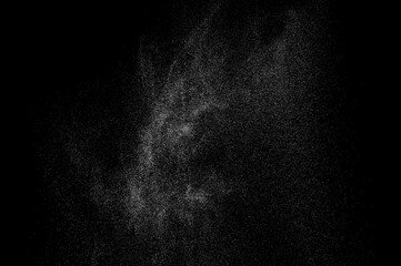 Abstract splashes of water on black background. White explosion. Light overlay texture.		 - obrazy, fototapety, plakaty