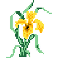Flower cartoon icon in pixel style