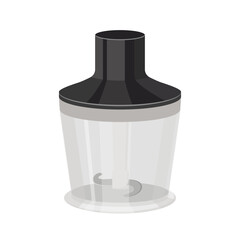 Blender, Food Processor And Whisk Tools Set Vector. Immersion Blender Measuring Cup And Container With Cut Sharp Blade. Chef Electronic Appliance For Cooking Template