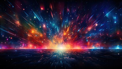 Colorful burst of colorful lights in the space background