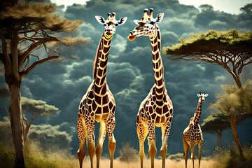 Fototapeta premium giraffe in the savannah