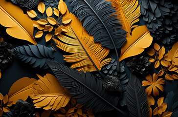 Black and yellow feathers.
