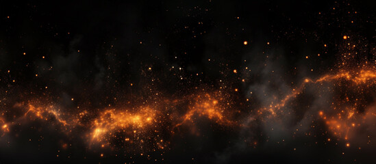 Fire embers particles over black background Abstract dark glitter fire particles lights