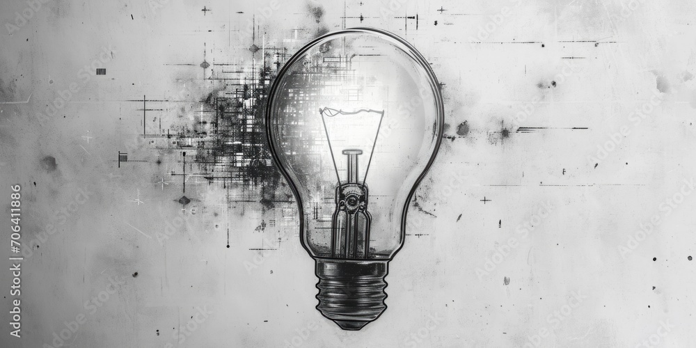 Aufkleber a black and white photo of a light bulb. this versatile image can be used in various projects