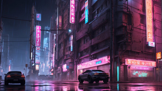 Neon city HD Image download