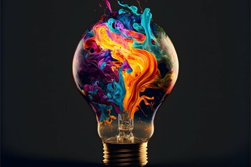 lightbulb made from oil paint mix