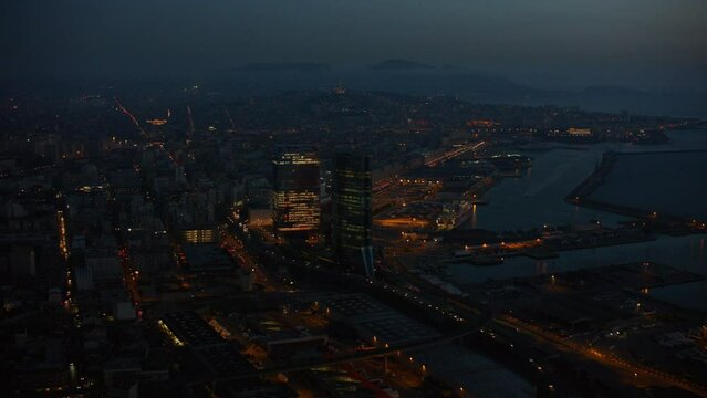 vue drone marseille nuit