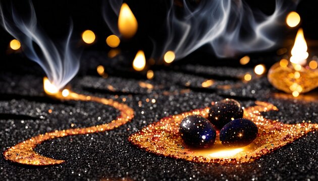 burning match on a black background, fire embers pirouette in abstract brilliance. dynamic light play in the profound night