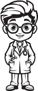 hand drawn cute doctor coloring page illustration generative ai