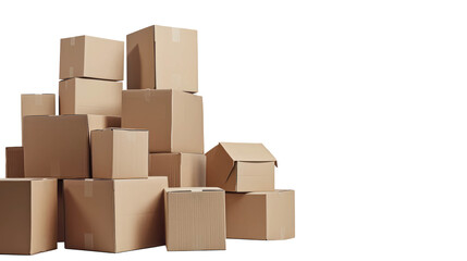 Cardboard Boxes on Transparent Background. PNG. Packages for Shipping or Moving