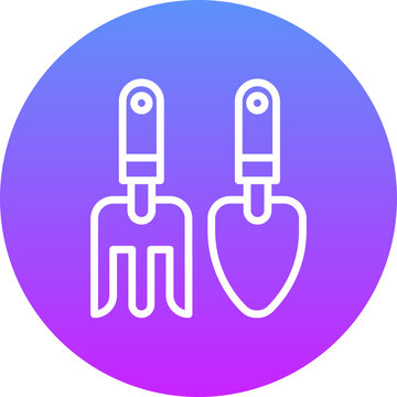 white gardening tools on purple background clip art preview