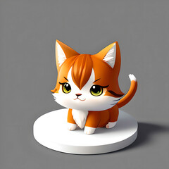 A small cat sitting on top of a white pedestal