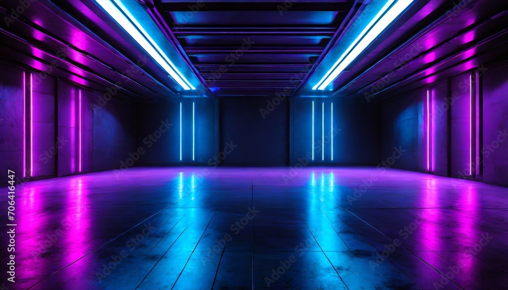 Poster sci fi background with light and reflection