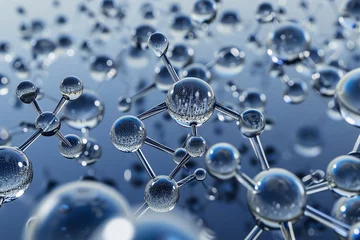Foto op Aluminium Molecular structure on blue background © kazakova0684