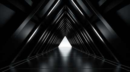 Abstract black walls with sharp focus, geometric lines, and sleek symmetry