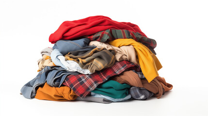 pile of clothes, A pile of clothes on white background , Ai generated image 