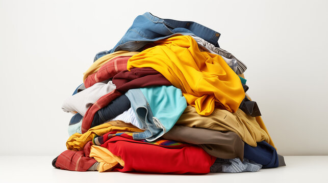 A pile of clothes on white background , Ai generated image 
