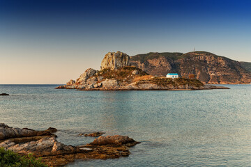 Fototapeta na wymiar Kastri Island off the coast of the isle of Kos in Greece