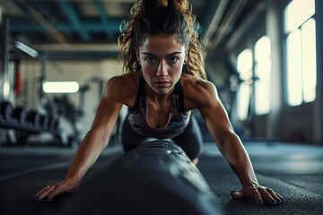 strength and agility of female athlete training at the gym - obrazy, fototapety, plakaty