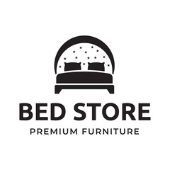 Bed store logo. Simple Furniture Bed Store Logo Template Vector
