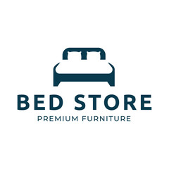 Bed store logo. Simple Furniture Bed Store Logo Template Vector
