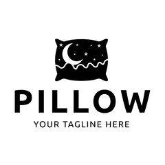 Simple Design Sleeping Pillow. Logo for Business, Interior, Furniture and Sleep Symbol.
