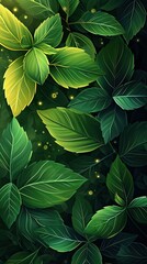 Illustration, natural background, leaves and plants.
