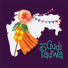 Vector illustration of maharashtrian regional new year called Gudi Padwa ( Lunar New Year )