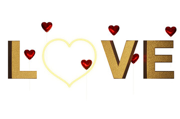 3D Illustration,valentine's day heart on transparent background.