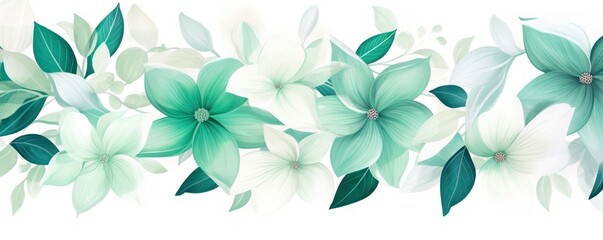 Emerald pastel template of flower designs with leaves and petals