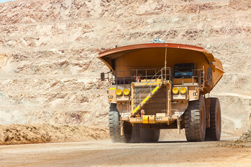 Huge large dump truck at an open-pit copper mine in Peru. © Jose Luis Stephens
