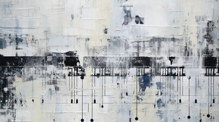 Generative AI, vintage grunge black and white collage background. Different textures and shapes	
