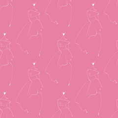 Hand Drawn Fashion Designer Illustration Seamless Pattern.Fashion Model Illustration, Stylish Sketch.Hand drawn outfit look.Fashion Designer Style. Placement Print. t