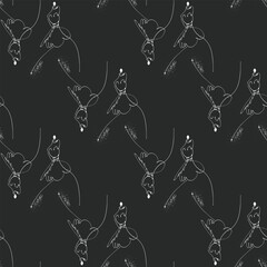 Hand Drawn Fashion Designer Illustration Seamless Pattern.Fashion Model Illustration, Stylish Sketch.Hand drawn outfit look.Fashion Designer Style. Placement Print. t