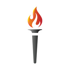 Simple icon of torch with red and orange fire