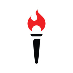 Simple icon of torch with red fire