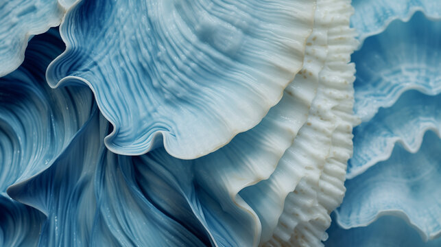 abstract background with waves, Giant clam texture macro. Beautiful sea shell textured close-up, Ai generated image