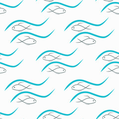 Vector pattern with sea, fish