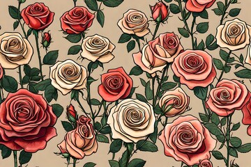 seamless pattern with roses