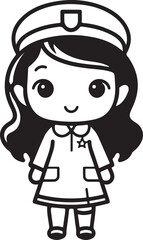 Obraz premium flat illustration of cute girl in nurse uniform generative ai