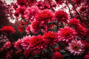 red chrysanthemum flowers