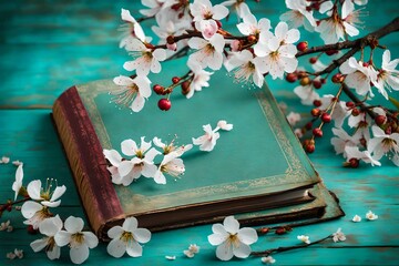 cherry blossom on wooden background
