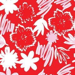 Abstract Florals Creative Pattern. Bold Big Flowers.
Pop Art Botanical Background in vector