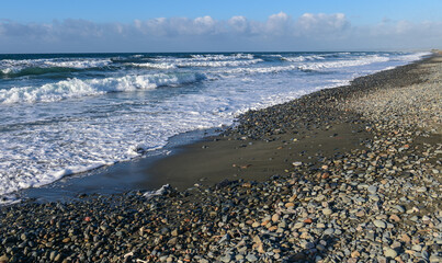 waves of the Mediterranean sea in winter on the island of Cyprus 3