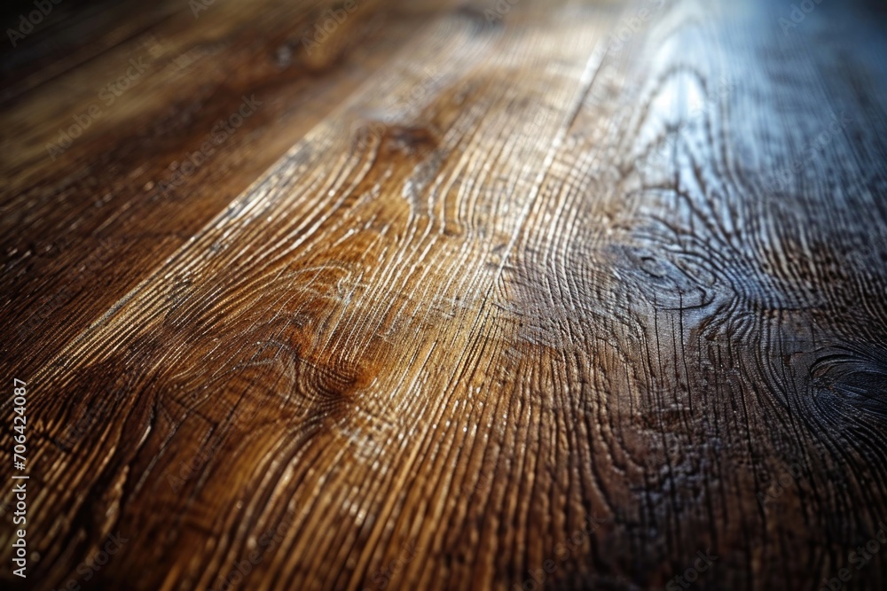 Poster A detailed view of a wooden table top. Versatile image for various design projects