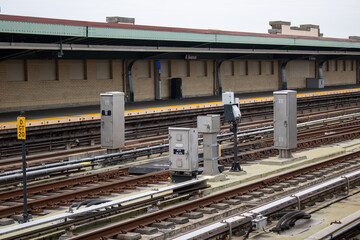 Bustling train tracks and station in the vibrant city of Brooklyn, New York