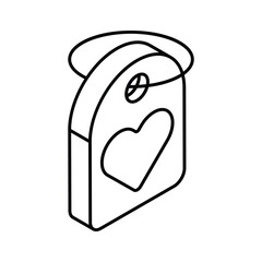 Heart symbol inside sale tag denoting concept icon of valentine day sale tag, heart tag, love tag