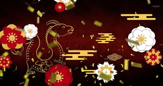 Animation of dragon and chinese pattern
