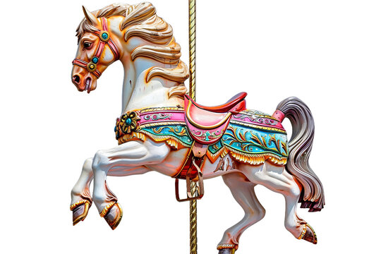 Whimsical Carousel Horse isolated on transparent background